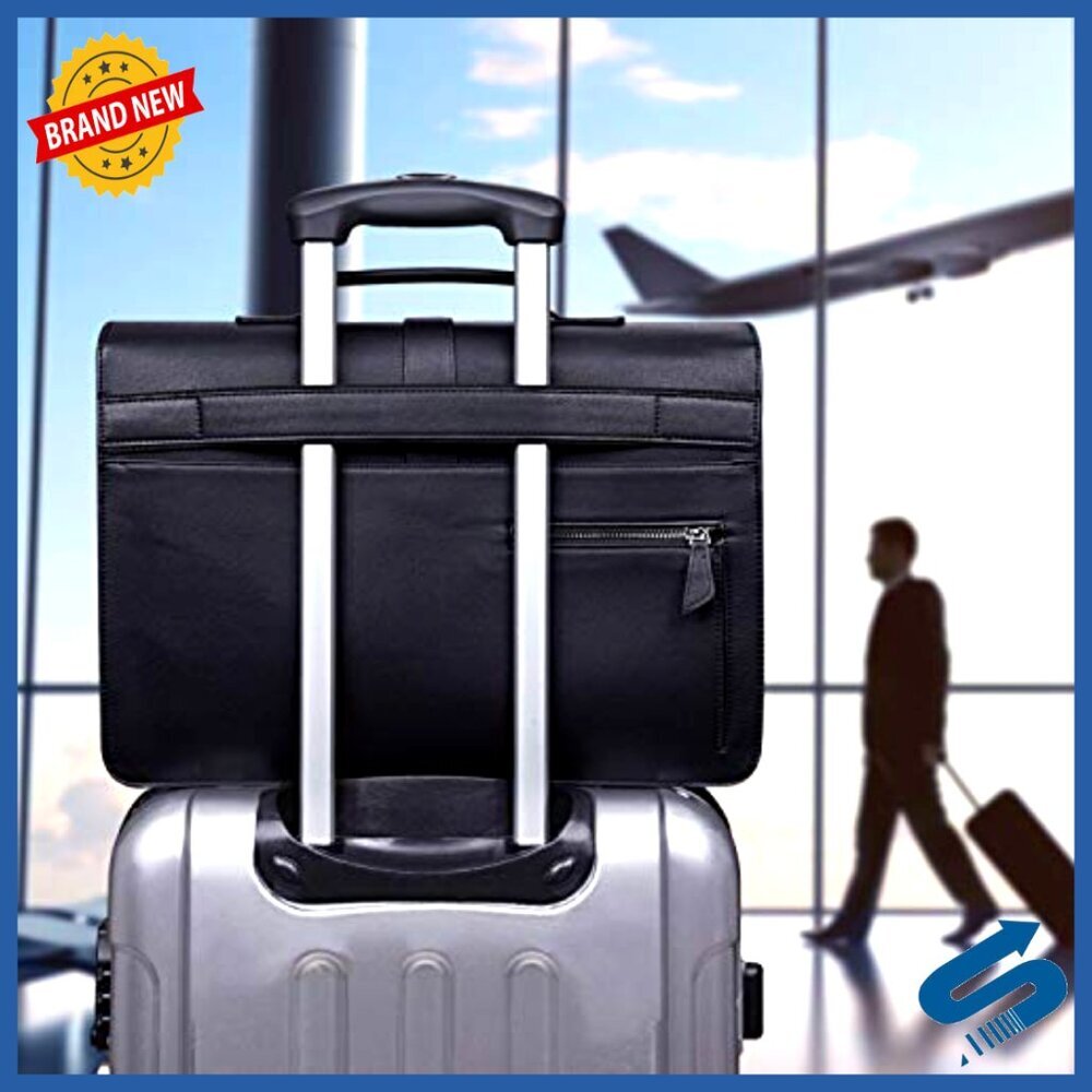 Professional Leather Briefcase Large Laptop Bag Business Travel Office Satchel - Picture 3 of 6